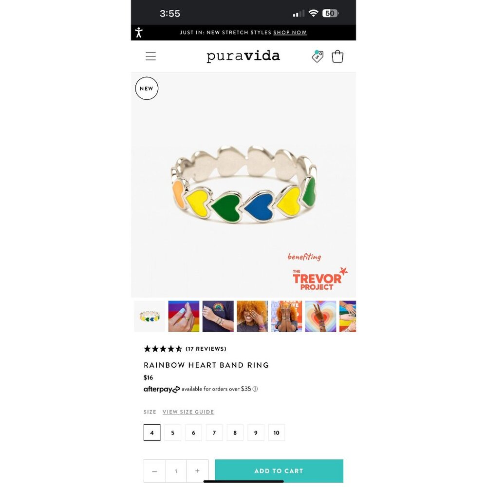 Adorable 3 Piece Set Rainbow Pride Earrings Ring Pura Vida LGBTQ - Picture 9 of 9